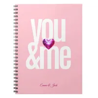 You & Me Personalized Pink Valentine's Day Notebook