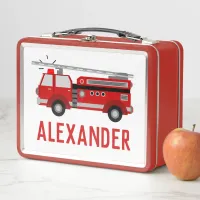 Fire Truck Kids Name Back to school Metal Lunch Box