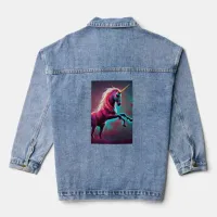 Dark Rainbow Gothic Unicorn AI created digital art Denim Jacket