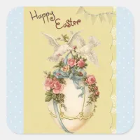 Happy Easter Vintage Egg and Birds Stickers