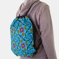 Abstract Floral Drawstring Backpack