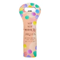 Sip Sip Hooray Confetti Watercolor Bachelorette Wine Bag