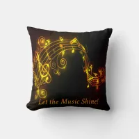 Glowing Musical Notes Throw Pillow