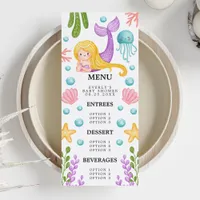 Mermaid Ocean Baby Shower Menu