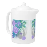 Abstract Floral Teapot