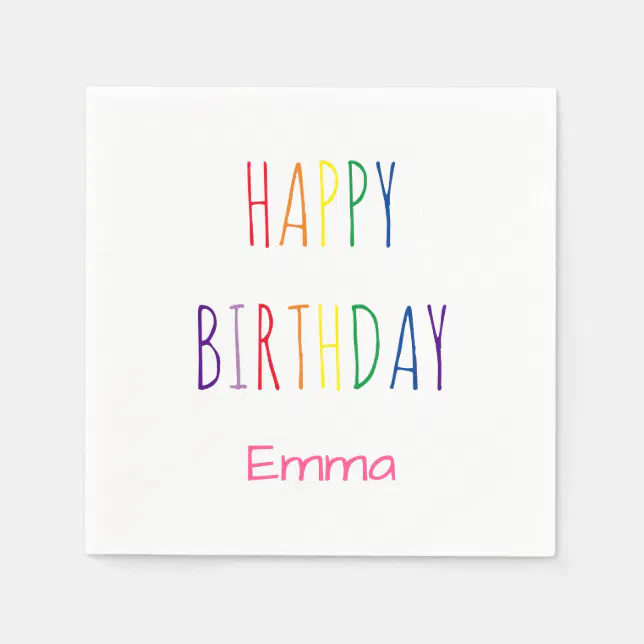 Cute Rainbow Lettering Birthday Paper Napkins