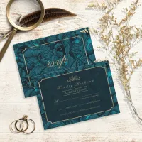 Formal Paisley Dark Teal ID767 RSVP Card