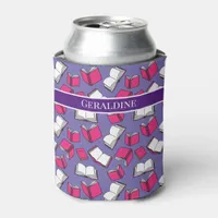 Librarian Teacher and Bookworm Pink Books Design Can Cooler