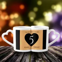 Elegant 5th Wood Wedding Anniversary Celebration Coffee Mug Set