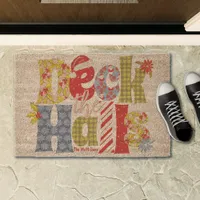 Deck the Halls Holiday Patchwork Family Christmas Doormat