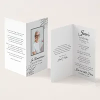 Elegant Winter Snowflakes Funeral Memorial Prayer Business Card