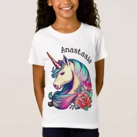 Unicorn with Flowers Vector Art T-Shirt