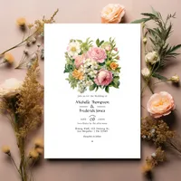 Pastel Pink, Green and Sandy Brown Spring Wedding Invitation