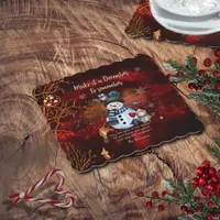 Fancy RED Gold Holiday Party with Characters  Paper Coaster