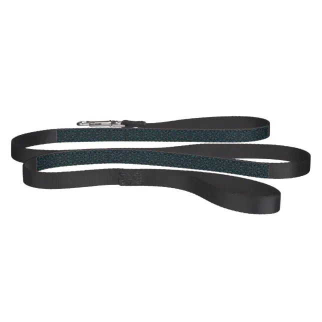 Elegant Flowery Black and Teal Damask Pet Leash