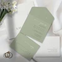 Simply Chic Wedding Sage/Pearl ID1046 All In One Invitation