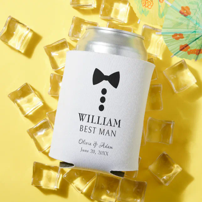 Fun Black Tie Best Man Wedding Foam Can Cooler