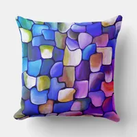 Hot Pink and Blue Pattern Throw Pillow