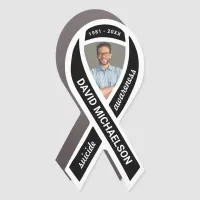 Suicide Awareness Memorial Photo Black Ribbon Car Magnet