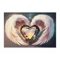 *~* Heart White Angel Wings AP78 Opal Topaz Acrylic Print