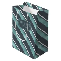 Christmas Stripe Pattern Teal ID862 Medium Gift Bag