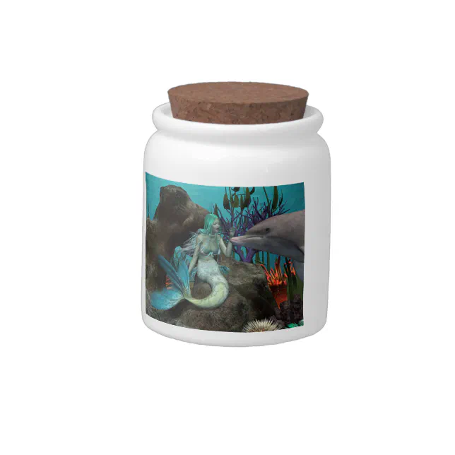 Mermaid and Dolphin Under the Sea Candy Jar