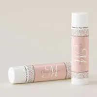 Rose Gold Glitter Damask Wedding Monogram  Lip Balm