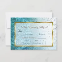 Blue Mandala Wedding RSVP card