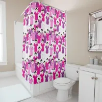 Geisha Pink Purple Patterned Shower Curtain