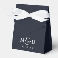 Navy Classic Modern Monogram Wedding Favor Boxes