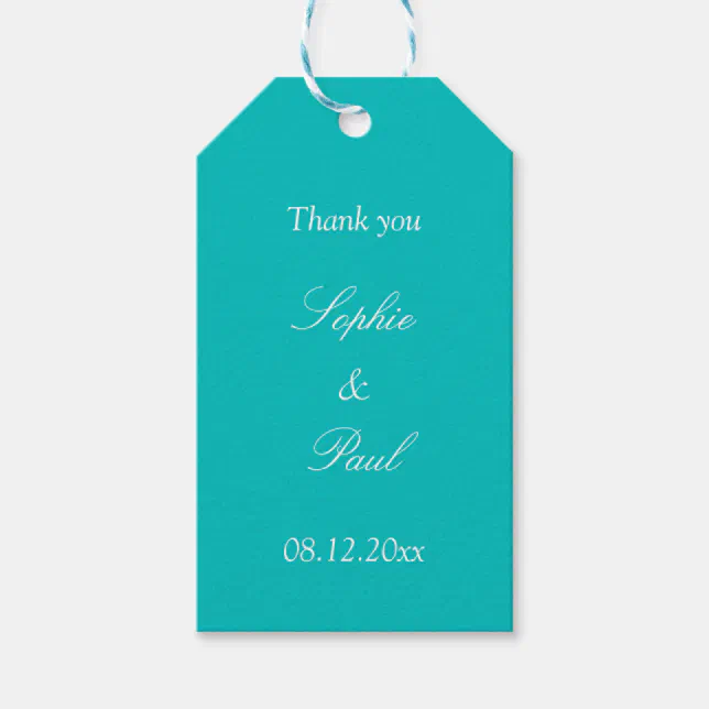 Vibrant Aqua Wedding Favor Thank You Gift Tags