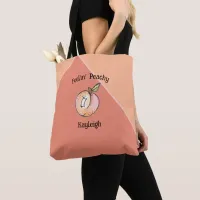 Trendy Cute Peach Summer Modern Kitschy Fun Name Tote Bag