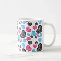 Cute Filigree Lace Hearts Pattern Coffee Mug
