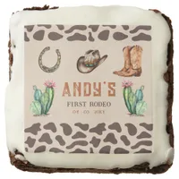 Western Cowboy First Rodeo Boys Birthday Brownie