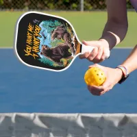 Clash in the woods bear hunting humorous pickleball paddle