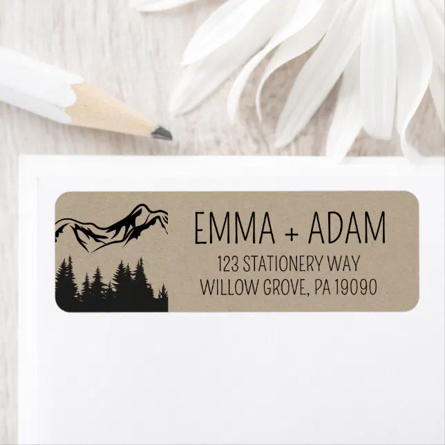 Rustic Woodsy Mountain Wedding Label