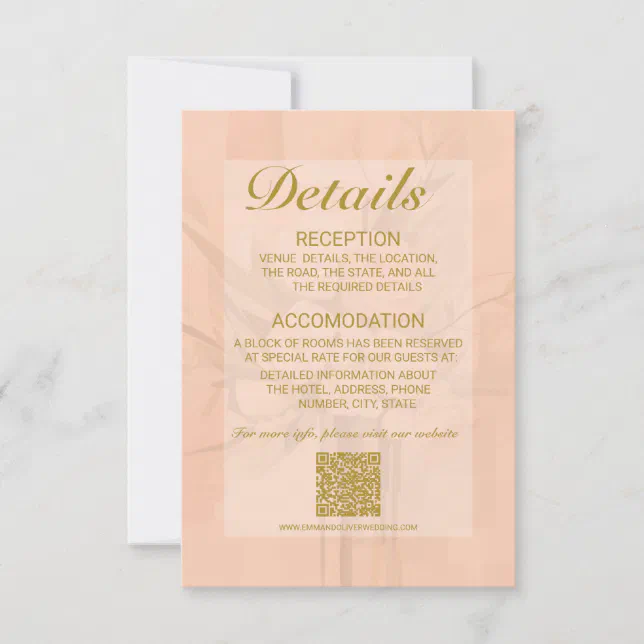 Trendy Elegant Wedding Details Enclosure Card