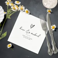 Love Calligraphy Thank You Heart Black B&W ID940 Napkins