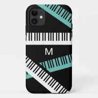 Piano Keyboard Keys Music Lover Modern Monogrammed iPhone 11 Case