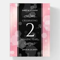 Elegant 2nd Rose Quartz Wedding Anniversary Paperweight