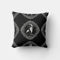 Elegant Goth Initial I Throw Pillow