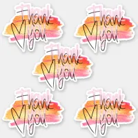 Set of 4 Modern Decorative Script Thank You Sticker