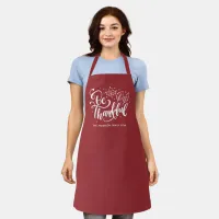 Thanksgiving Be Thankful Script Harvest Burgundy Apron