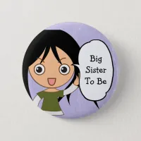 "Big Sister to be" Purple Baby Shower Button