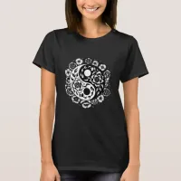 Pretty Floral Black and White Yin Yang T-Shirt