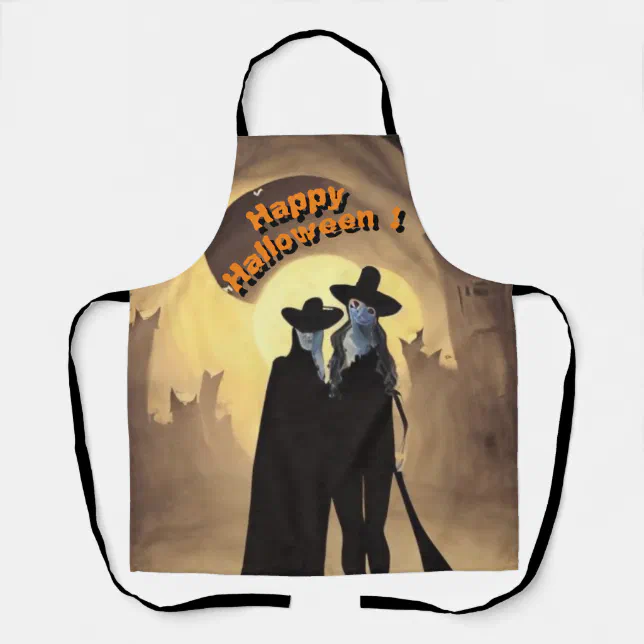 Halloween monsters in town apron