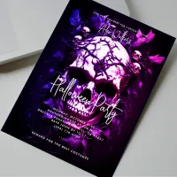 Adult Halloween Party Dark Blue Purple Skull  Invitation