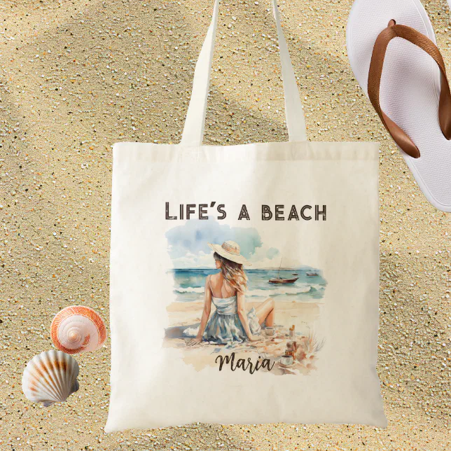 Life's a Beach Personalized Beach Tote Bag