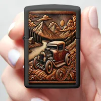 Artistic Leather-Style Hot Rod View Zippo Lighter