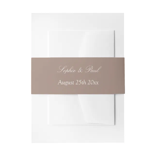 Taupe Wedding Invitation Belly Band